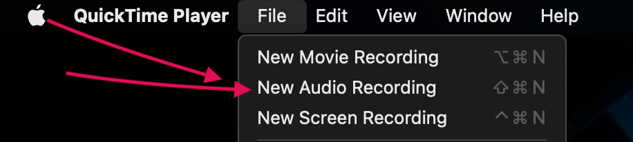 quicktime player audio only recording.