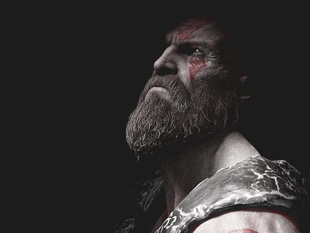 kratos staring above.