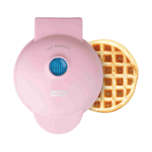 A pink mini waffle maker.